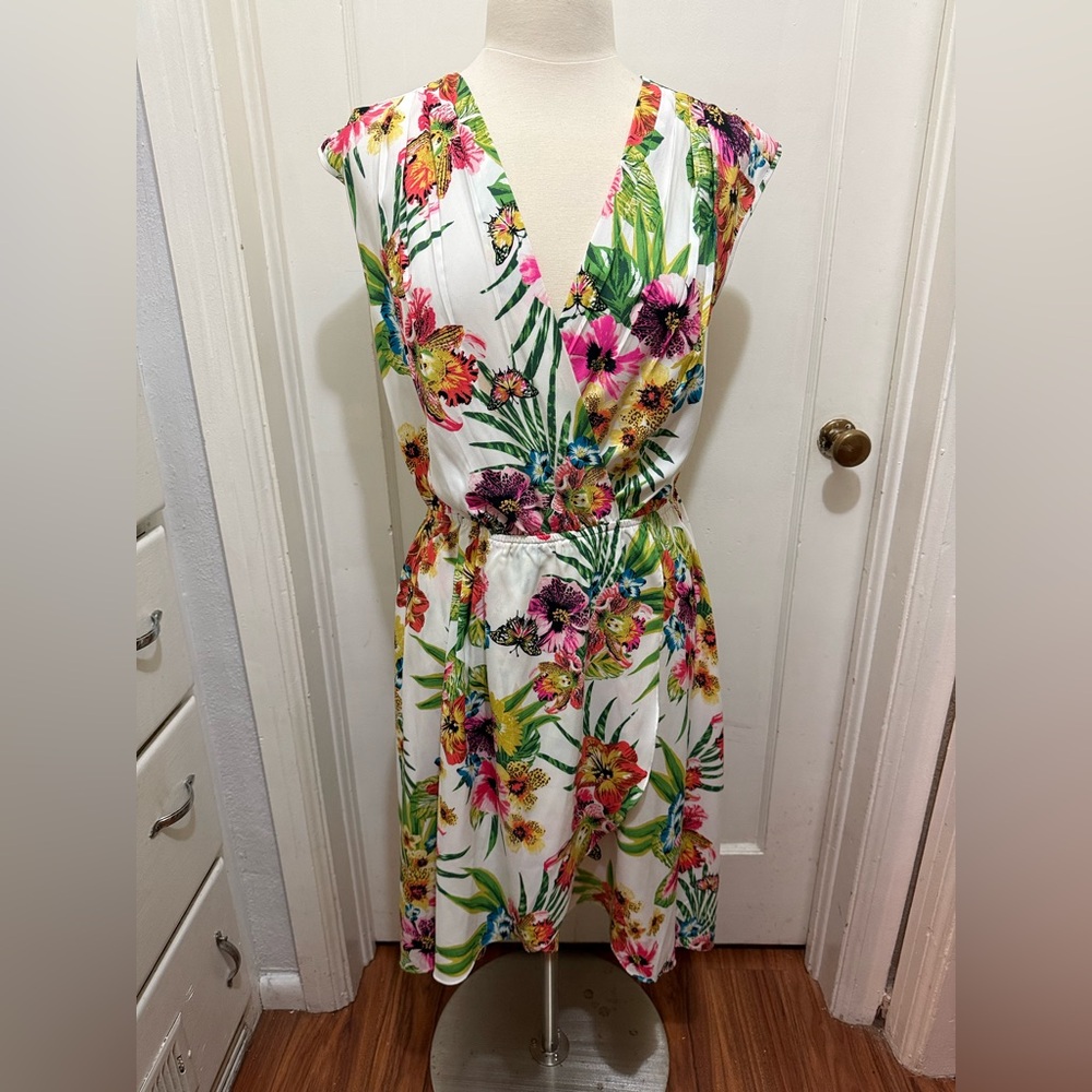 Victoria's Secret White Tropic Floral Silky Dress